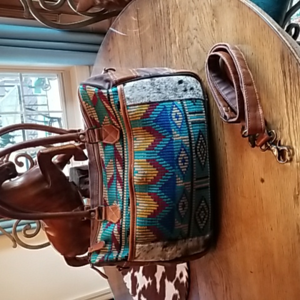 🤠Myra Foxy Messenger Canvas Leather Hair on Crossbody Bag🐃